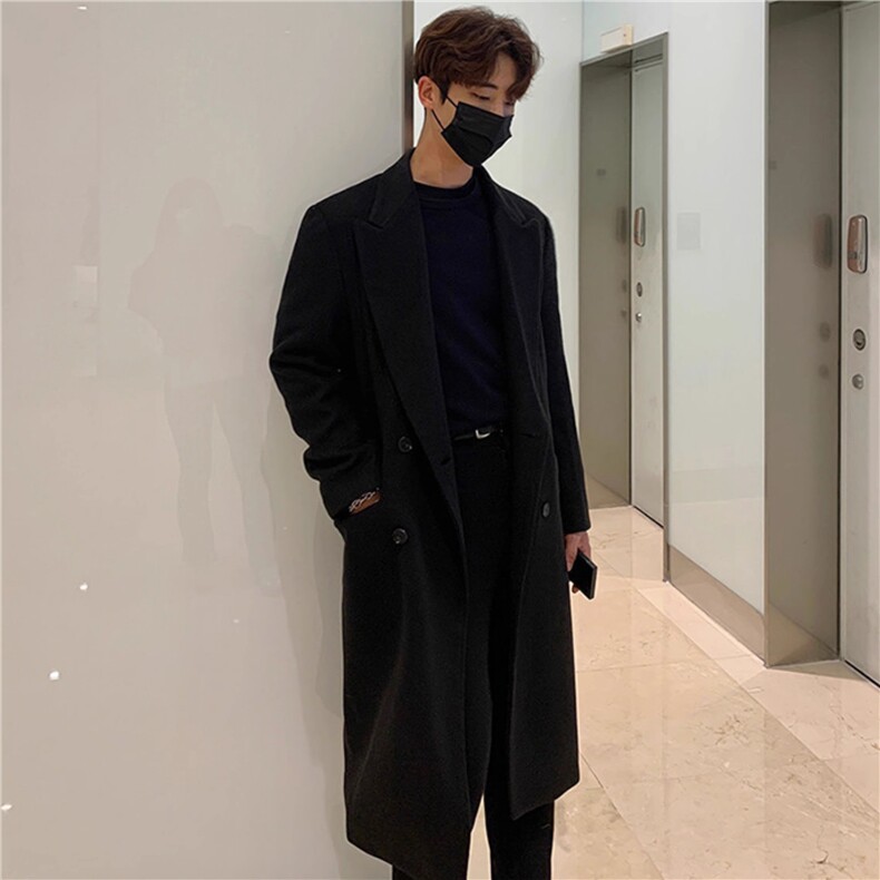 现货超长款秋冬韩版毛呢大衣宽松高级感潮流外套DY0020P118,男装毛呢大衣,星座1004（原星座815-3）