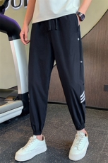 排扣裤子夏季新款男士潮流青少年运动束脚裤九分休闲薄裤子K06P55，男装休闲裤，电商D323（原B261）