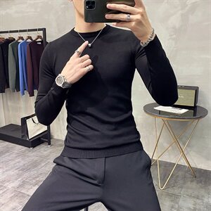 Y9032021秋冬男式基础低领毛衣品质好库存足4色男-酒红色