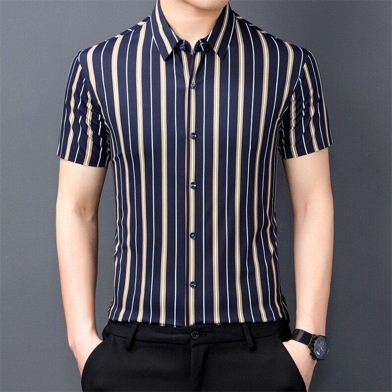 M21129钱塘2020-3夏季全无痕双面印花精品短袖衬衫主推价优P70,男装衬衫,钱塘207-3