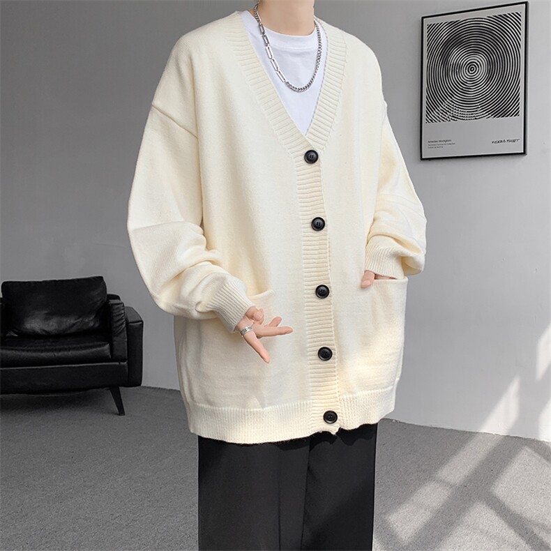 8XL-M大码V领开衫毛衣外套男日系复古宽松慵懒风针织衫KS002p55,男装针织衫/毛衣,电商B312