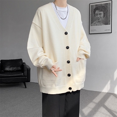 8XL-M大码V领开衫毛衣外套男日系复古宽松慵懒风针织衫KS002p55，男装针织衫/毛衣，电商B312
