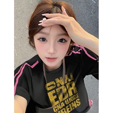 抖音得物品质二开240克宽松纯棉美式潮牌印花三条杠中性风短袖T恤，男装T恤，电商A486-1