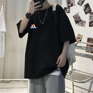 T99男士休闲圆领大码印花T恤衫中性情侣短袖五分袖半截袖TEE潮男图片
