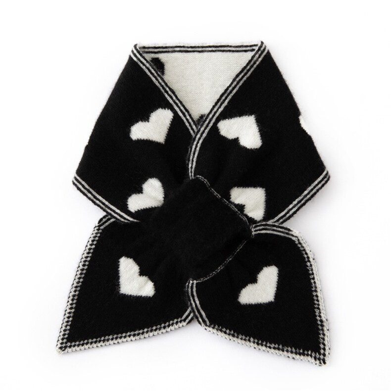 时尚可爱心形图案儿童围巾百搭洋气保暖小围巾，围巾，戎咖羊绒