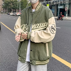 美式复古时尚潮牌宽松棒球领外套夹克男士春秋季休闲棒球服JK45，男装夹克，星座1116A-1（原606A）