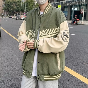 美式复古时尚潮牌宽松棒球领外套夹克男士春秋季休闲棒球服 JK45图片