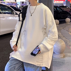 秋季潮牌宽松休闲情侣小众针织衫美式复古破洞毛衣男M614-P36，男装针织衫/毛衣，星座512-2