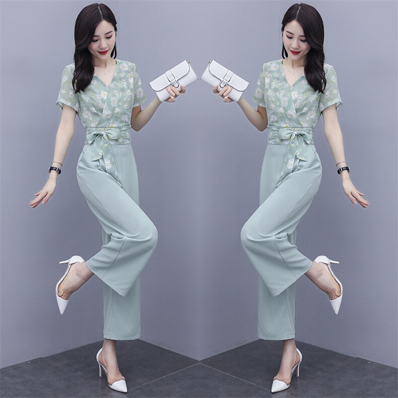 2021年夏季时尚直筒裤瘦身显瘦洋气大牌两件套，女装套装/套裙，丽美静依