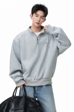 2026春立领拉链刺绣垫肩卫衣GW057特P49-控98，加绒特P54-控108，男装卫衣，星座216(原A116)