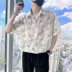 风立体花卉短袖衬衫流苏碎花薄款镂空透视 衬衫 CS696-P58图片