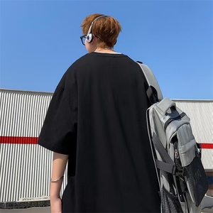 短袖t恤男潮牌夏季宽松五分袖2023年红潮流ins T09-P28图片