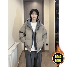 现货高品质重磅工艺美式高街假两件PU皮棉衣男女加厚棉服外套，男装棉衣，电商A443