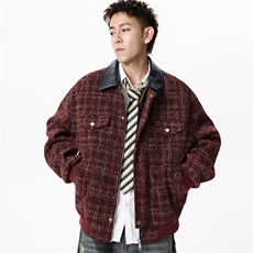 JK2607-P85M-8XL秋季新款美式复古巴恩风千鸟格夹克外套控158，男装夹克，星座109