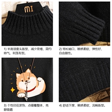 M18146-P45加绒款-P65半高领毛衣男士大码针织衫男毛线衣男线衫，男装针织衫/毛衣，电商A040A