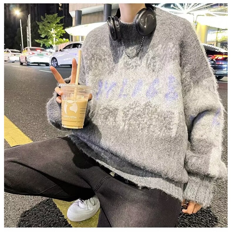 美式高街针织衫男字母拼色高街冬季新款ins宽松毛衣MZ5607-P55,男装针织衫/毛衣,星座1109-3