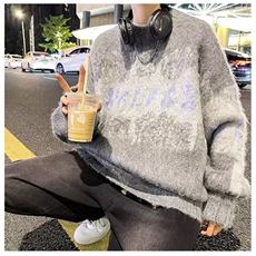 美式高街针织衫男字母拼色高街冬季新款ins宽松毛衣MZ5607-P55，男装针织衫/毛衣，星座1109-3