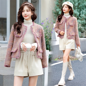 小香风毛呢外套女2025新款春秋短款粗花呢名媛气质高级感超好看图片