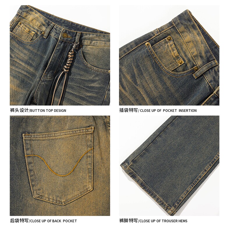 2024夏季新款白底大码美式微喇牛仔裤M-5XGK24192-P60,男装牛仔裤,电商A022