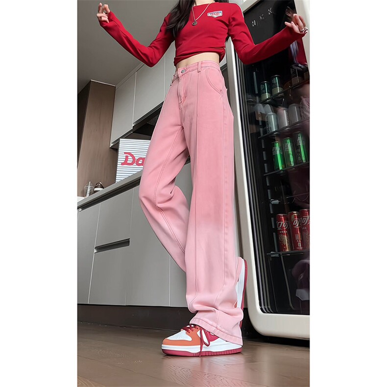 美式 Hiphop直筒宽松渐变色牛仔裤个性百搭时尚长裤K619TP45控75图片