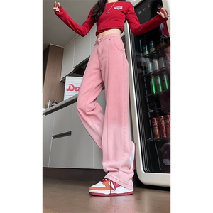 美式 Hiphop直筒宽松渐变色牛仔裤个性百搭时尚长裤K619TP45控75图片