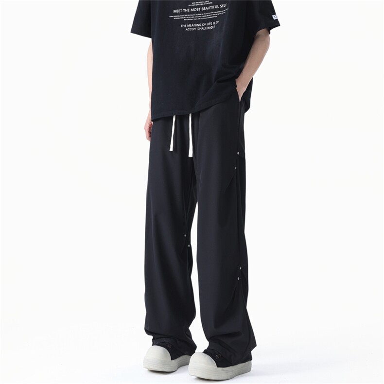 黑色铆钉伐木裤工装美式高街宽松直筒休闲裤cleanfit裤子K722P55,男装休闲裤,星座506-1