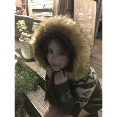 重磅北极绒座山雕大毛毛领毛衣外套冬美式复古休闲慵懒风针织开衫，男装针织衫/毛衣，电商A486