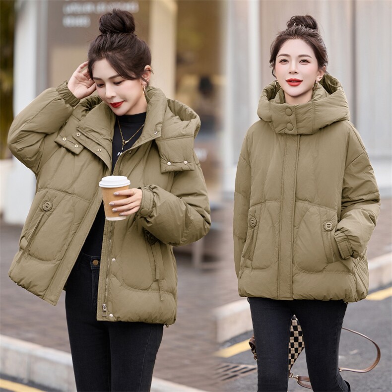 时尚爆款羽绒服女2024冬季新款韩版休闲宽松小个子保暖白鸭绒外套,女装羽绒服,琦鑫阁（原依鑫阁）