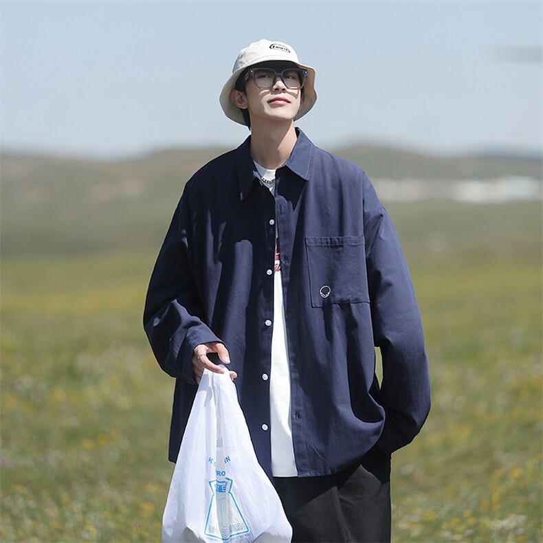 2025春款 cityboy白色百搭纯色长袖衬衫宽松衬衣 A017 C6 P58图片