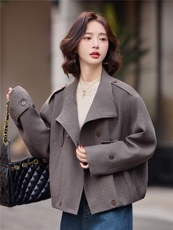 夹棉加厚复古大衣女宽松显瘦百搭年轻2025秋冬款时尚保暖外套，女装棉衣/棉服，靓衣阁