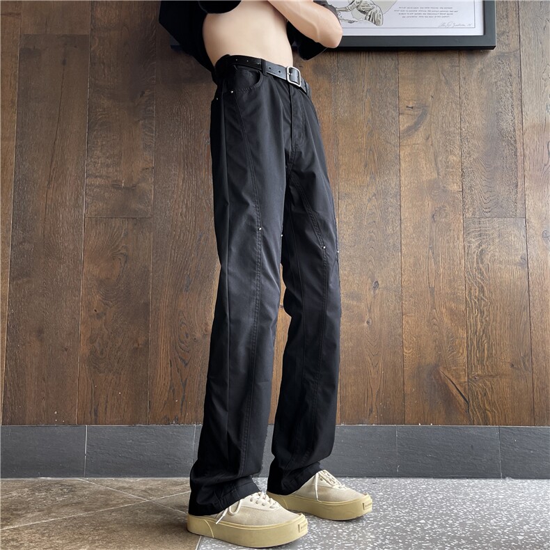 春夏季新款美式高街机能铆钉解构休闲裤X1002-1-BK2304-P60控78,男装休闲裤,星座1002-1