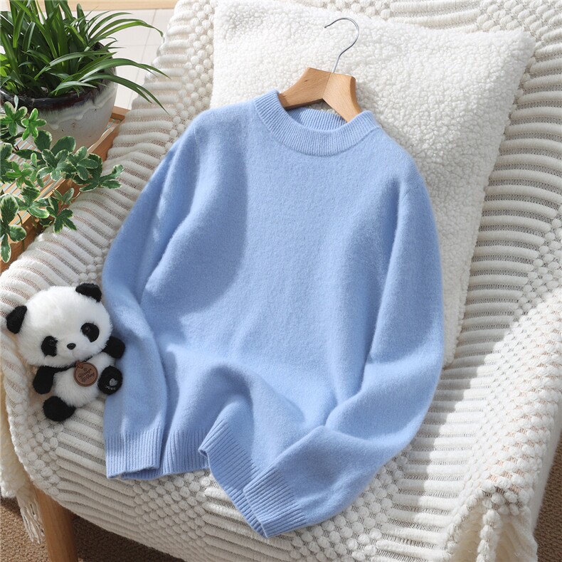 儿童时尚百搭通勤单股半高休闲套头羊毛衫，童装儿童羊毛衫，蒙王妃
