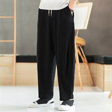 2021春秋季新款男装风宽松棉麻胖子休闲裤藏青，男装休闲裤，电商B277(原6028)