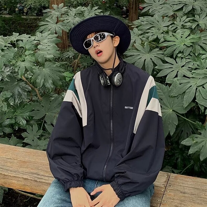 复古拼色冲锋衣男秋季户外休闲防风外套潮GF37P50,男装夹克,星座1116-2