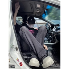 美式高街微喇牛仔裤男夏季薄潮牌直筒破洞vibe裤子新款10955-P42，男装牛仔裤，星座1008