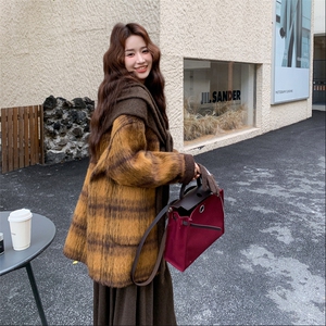 新款现货2B162-2150P370-K549双面羊绒大衣配围巾图片