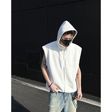 405A美式高阶连帽背心金属拉链设计坎肩T恤T2511-P45控68，男装T恤，星座405A