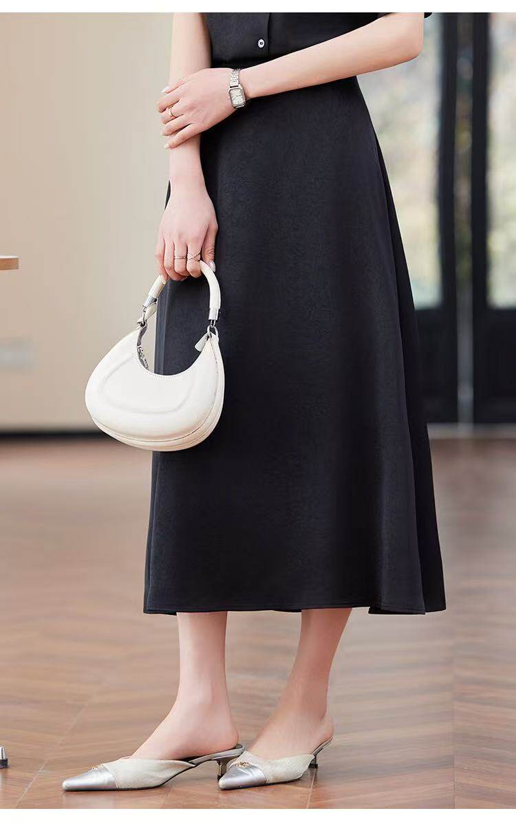 女士简约通勤2025春夏系列半身裙，女装半身裙，米咔羊绒