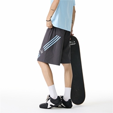 夏季新款美式运动条纹设计宽松冰丝短裤B315-K25790-特p30控58，男装休闲裤，电商B315