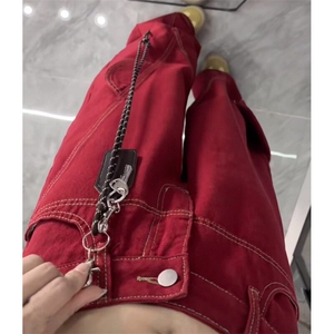 设计感工装裤男女夏季宽松显瘦垂坠感高腰直筒阔腿牛仔裤潮N10885图片
