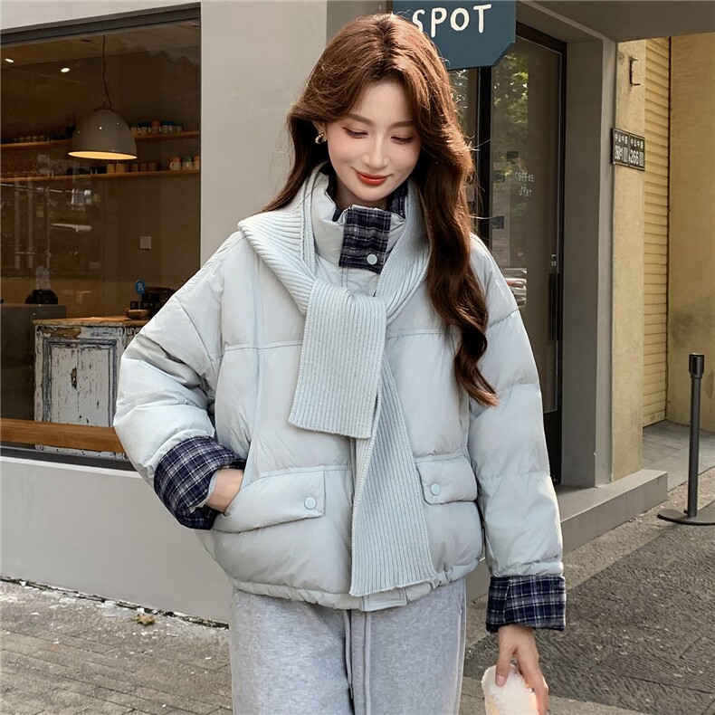 现货新款独特超好看短款羽绒服女款冬季立领面包服小个子羽绒外套,女装羽绒服,韩然一族
