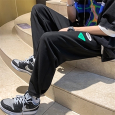 K6073/P35夏季华夫格港风九分裤男女开叉休闲裤束脚裤腰里包边，男装休闲裤，电商A141