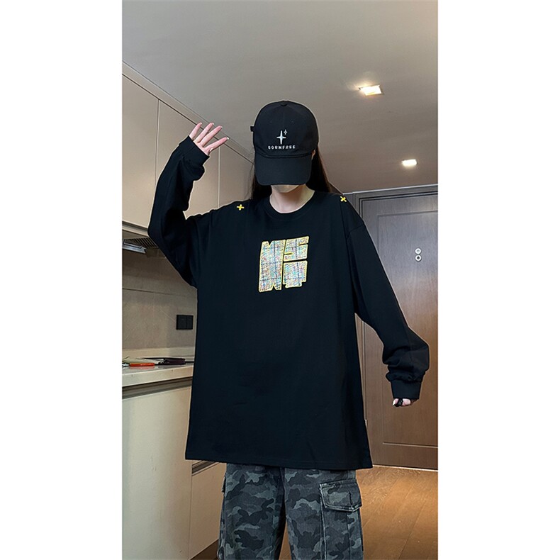 自家图现货 纯棉情侣宽松圆领刺绣风卫衣T恤男女WY18-特P35控58图片