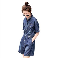 2022韩版新品时尚牛仔连体裤连体短裤，女装连体裤，钱塘布衣