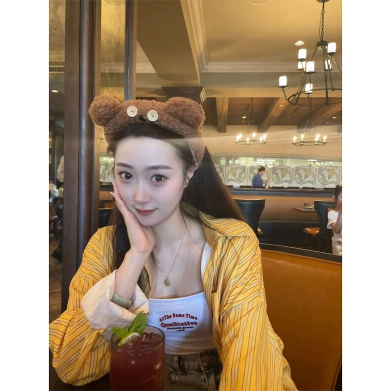 TC538-P45设计感衬衫撞色格子长袖衬衫学院风polo领衬衣，女装衬衫，星座617A-2