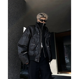 高街假两件冬季金属感2024夹克立领棉服面包服外套男MF330-P118图片