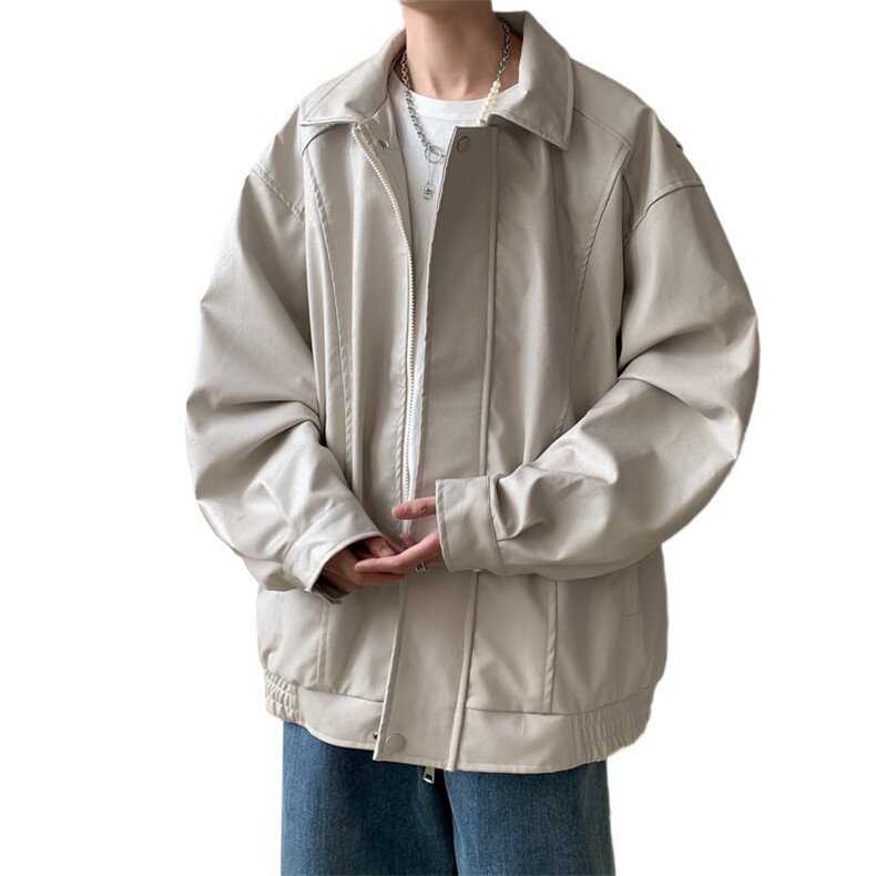 抖音直播！pu皮衣机车服宽松夹克男CP40-特p65控价：118,男装夹克,电商B371