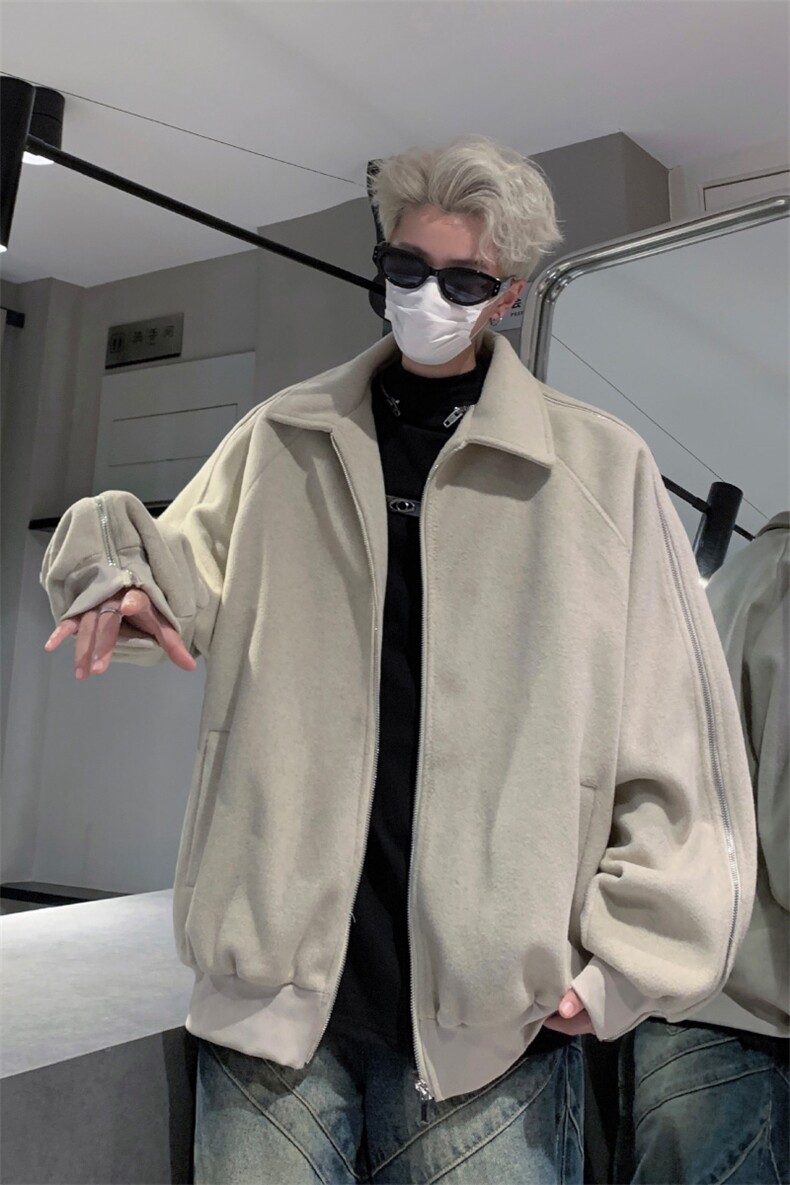 男装拉链呢料呢子夹克24冬季休闲呢子大衣外套XZ514-2-F22-P128,男装夹克,星座514-2(原B239)