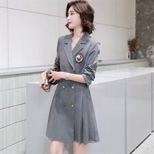 西装双排扣连衣裙气质轻熟风女装女神范职业装，女装连衣裙，寒都衣屋