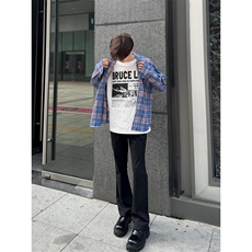 【有货】蓝色格子衬衫男长袖高级感痞帅美式衬衣外套CY19CC-特P35，男装衬衫，星座1007（原301D）